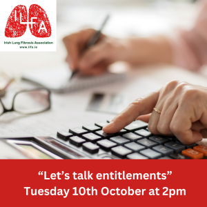 Announcement for "Let's Talk entitlements." A person is using a calculator to do maths.